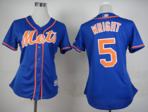 Women MLB New York mets #5 Wright Blue Jersey