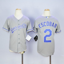 MLB Kansas City Royals #2 Escobar Grey Youth Jersey