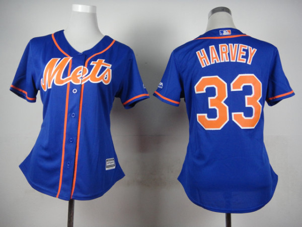 Women MLB New York Mets #33 Harvey Blue Jersey