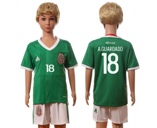 2016 Soccer Mexico #18 A.Guardado Home Kids Jersey