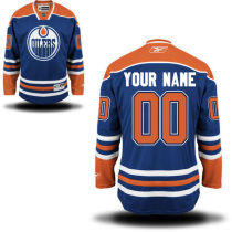 Dark Blue Edmonton Oilers #00 Your Name Home Premier Custom NHL Jersey