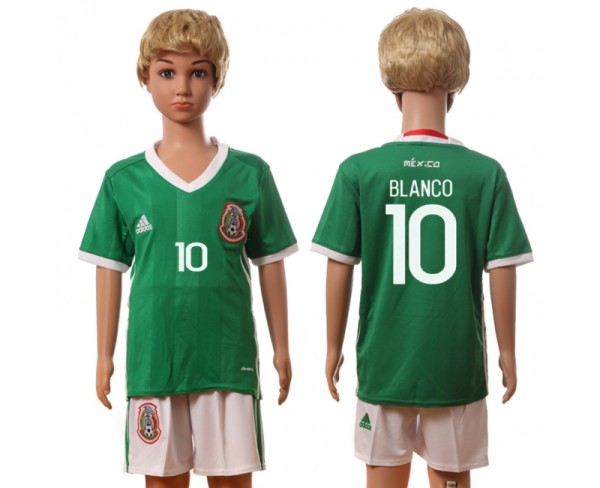 2016 Soccer Mexico #10 Blanco Home Kids Jersey