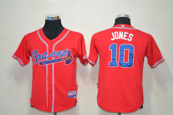 MLB Atlanta Braves #10 Jones Kids Jersey - Red