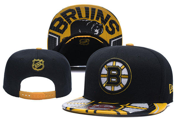 NHL Boston Bruins Black Snapback Hats--YD