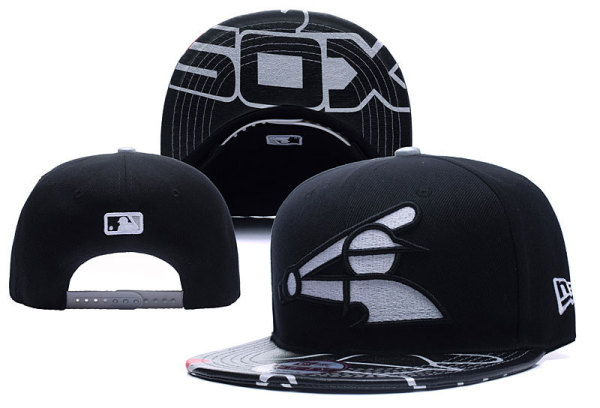 MLB Chicago White Sox Black Snapback Hats--YD