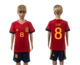 2016 Soccer Spain #8 Xavi Home Kids Jersey