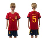2016 Soccer Spain #5 Puyol Home Kids Jersey