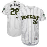 Men's Colorado Rockies #28 Nolan Arenado Majestic White 2017 Memorial Day Authentic