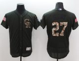 Rockies #27 Trevor Story Green Flexbase Authentic Collection Salute To Service Stitched MLB