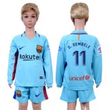 2017 Soccer Barcelona #11 O.Dembele Away Kids Jersey