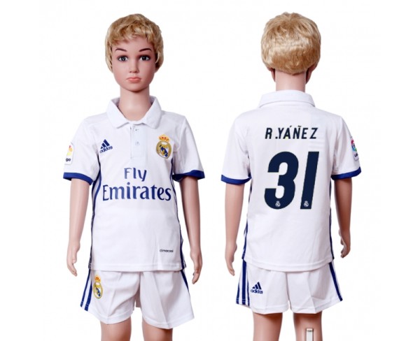 2016 Soccer Real Madrid #31 R.Yanez Home Kids Jersey