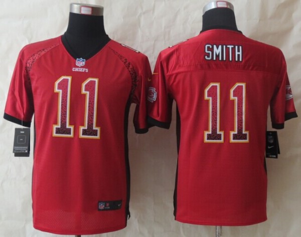 Youth 2014 New Nike Kansas City Chiefs 11 Smith Drift Fashion Red Elite Jerseys