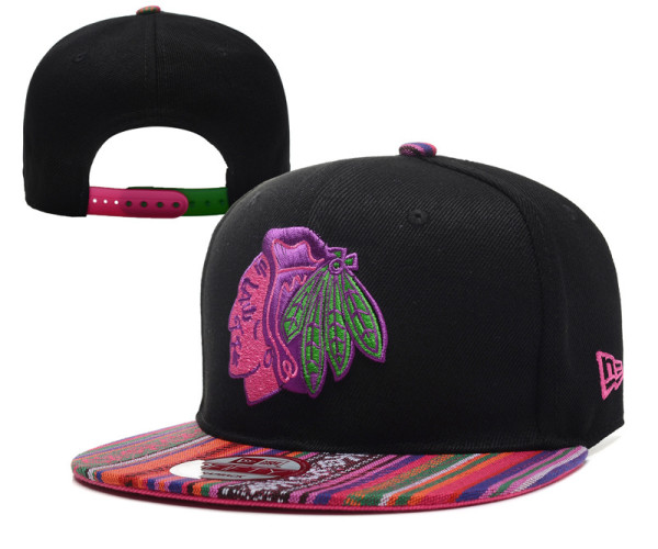 NHL Chicago Blackhawks All Black Snapback Hats---YD