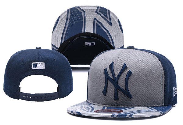 MLB New York Yankees Grey Blue Snapback Hats--YD