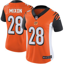 Womens NFL Cincinnati Bengals #28 Mixon Orange Vapor Limited Jersey