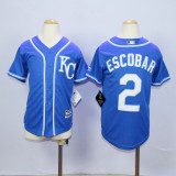 MLB Kansas City Royals #2 Escobar Blue Youth Jersey