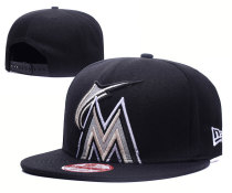 MLB Miami Marlins Black Snapback Hats---GS