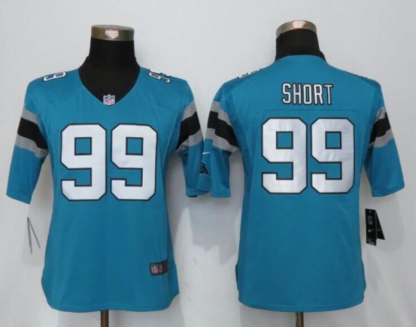Women Nike Carolina Panthers 99 Short Blue Limited Jersey