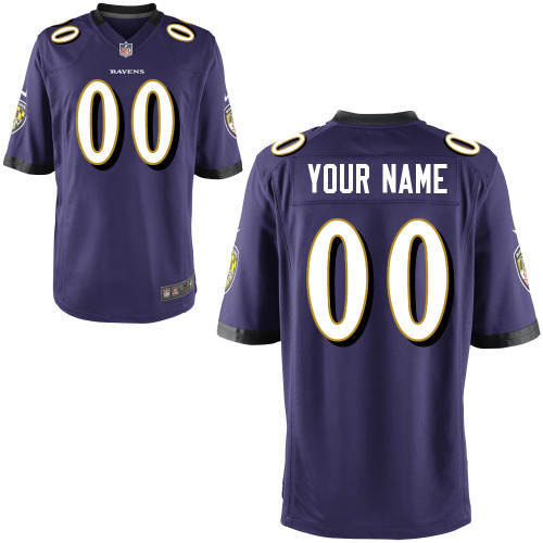 Ravens Team Color Customized Game NFL Jersey