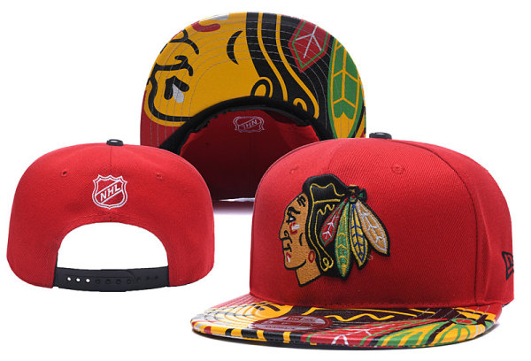 NHL Chicago Blackhawks Red Snapback Hats--YD
