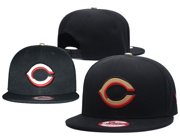 MLB Cincinnati Reds Black Color Snapback Hats--GS