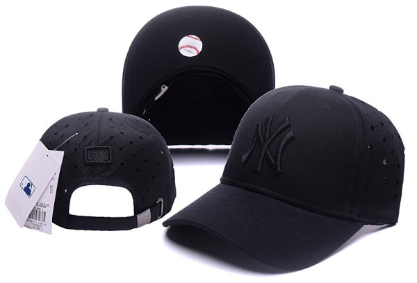 MLB New York Yankees All Black Snapback Hats--TY