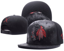 NHL Chicago Blackhawks Black Snapback Hats--GS