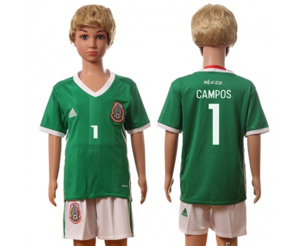 2016 Soccer Mexico #1 Campos Home Kids Jersey