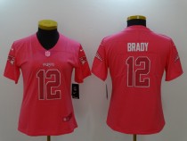 Womens New England Patriots #12 Brady Pink Color Rush Jersey