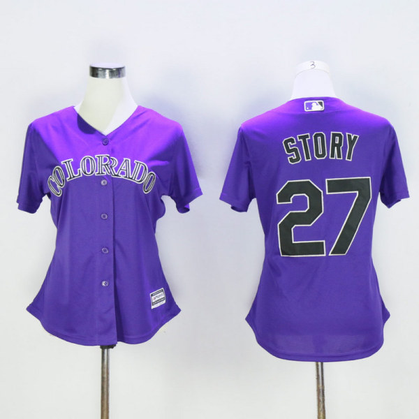 Women MLB Colorado Rockies #27 Story Purple Jersey