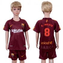 2017 Soccer Club Barcelona #8 A.Iniesta Away Kids Jersey