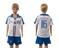 2016 Soccer Italy #16 De Rossi Away Kids Jersey