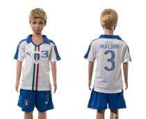 2016 Soccer Italy #3 Maldini Away Kids Jersey
