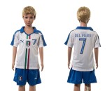 2016 Soccer Italy #7 Del Piero Away Kids Jersey