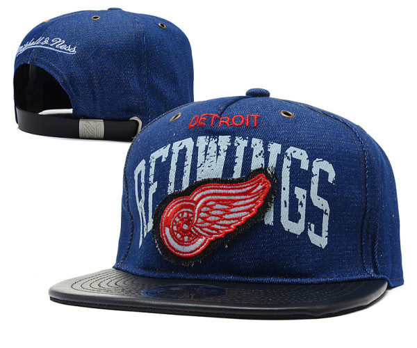 NHL Detroit Red Wings Blue Snapback Hats--YD