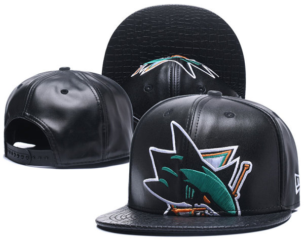NHL San Jose Sharks Black Snapback Hats--GS