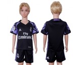 2016 Soccer Real Madrid Blank Away Black Kids Jersey