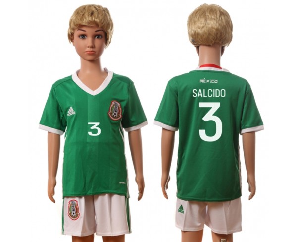 2016 Soccer Mexico #3 Salcido Home Kids Jersey