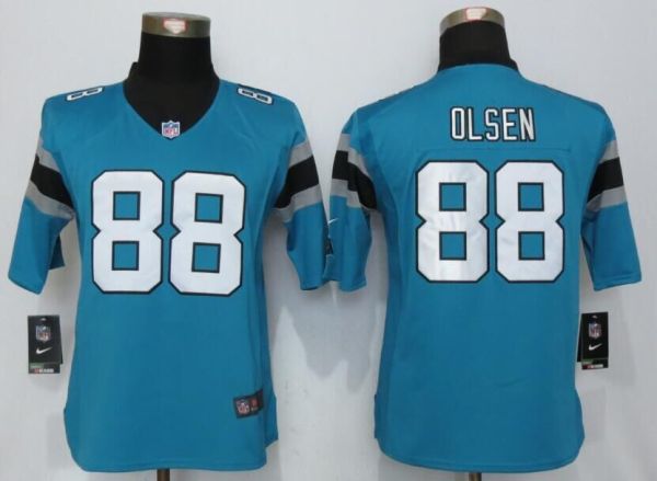 Women Nike Carolina Panthers 88 Olsen Blue Limited Jersey