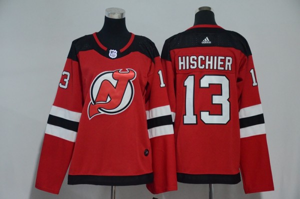 Womens NHL New Jersey Devils #13 Hischier Red Jersey