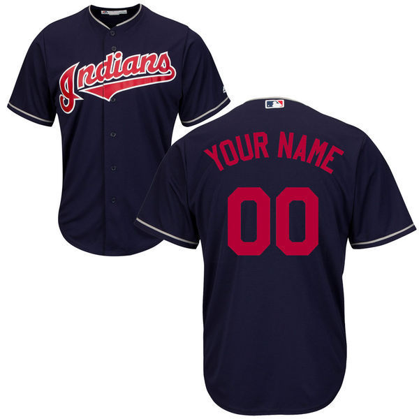 Majestics MLB Cleveland Indians Custom Blue Jersey