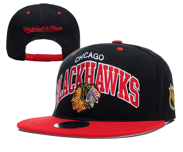 NHL Chicago Blackhawks Black M&N Snapback Hats--YD