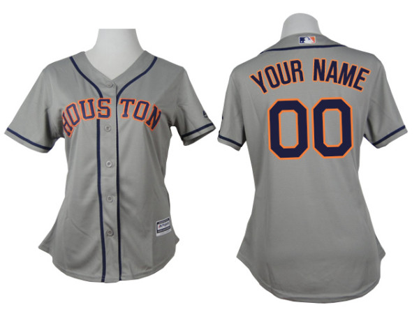 MLB Houston Astors Custom Grey Women Jersey
