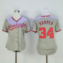 MLB Washington Nationals #34 Harper Grey Women Jersey
