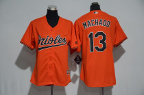 Womens MLB Baltimore Orioles #13 Machado Orange Jersey