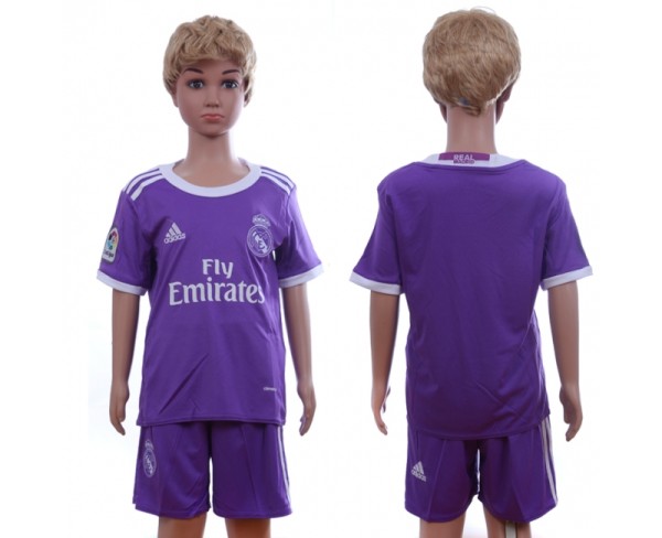 2016 Soccer Real Madrid Blank Away Kids Jersey