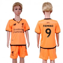 2017 Soccer Club Liverpool #9 Firmino Away Kids Jersey