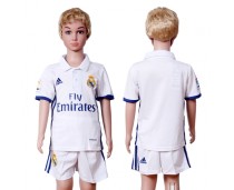 2016 Soccer Real Madrid Blank Home Kids Jersey