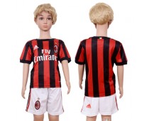 2017 Soccer AC Milan Blank Home Kids Jersey