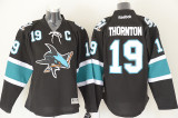 NHL San Jose Sharks #19 Thornton Black Youth Jersey with C patch